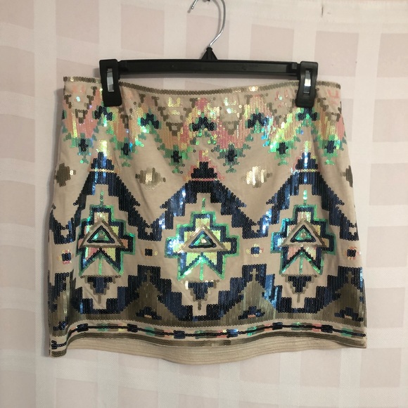 Express Dresses & Skirts - EXPRESS Sequin Tribal Print Skirt NEW!